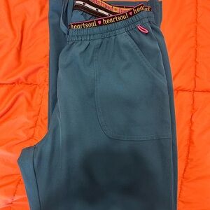 HeartSoul teal Scrub Pants with Colorful Waistband